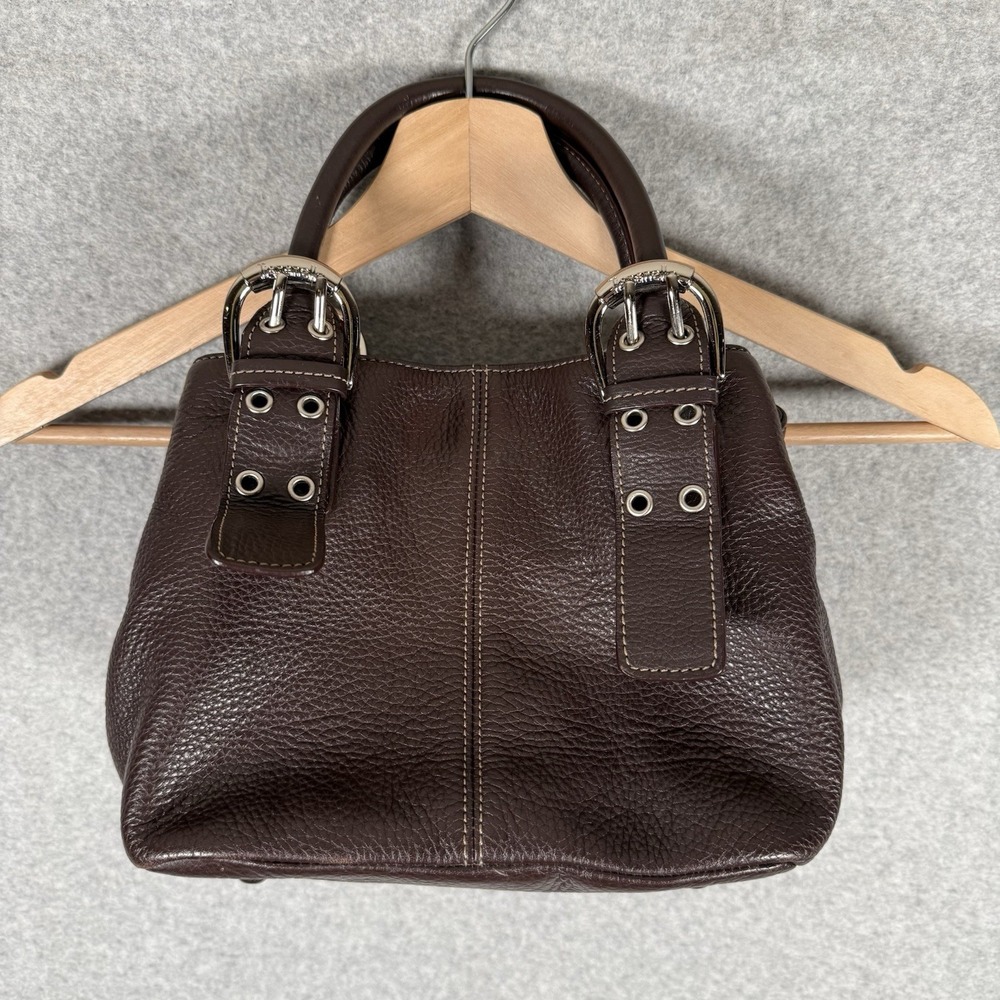 Tignanello mini bag vintage 90s leather purse grommet buckle brown